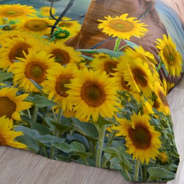 Kinderbettwäsche Pferd Sonnenblumen Trendy Bedding, ESPiCO, Renforcé, 2 teilig, Pferd, Sonnenblumen, Landschaft