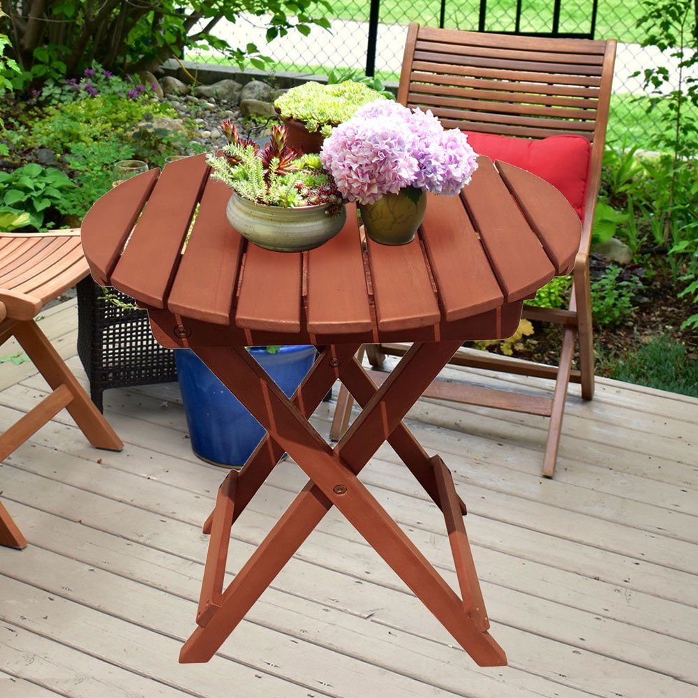 etc-shop Gartentisch, Balkon Garten Tisch rund klappbar Bistro Terrassen Außen Möbel | Tische
