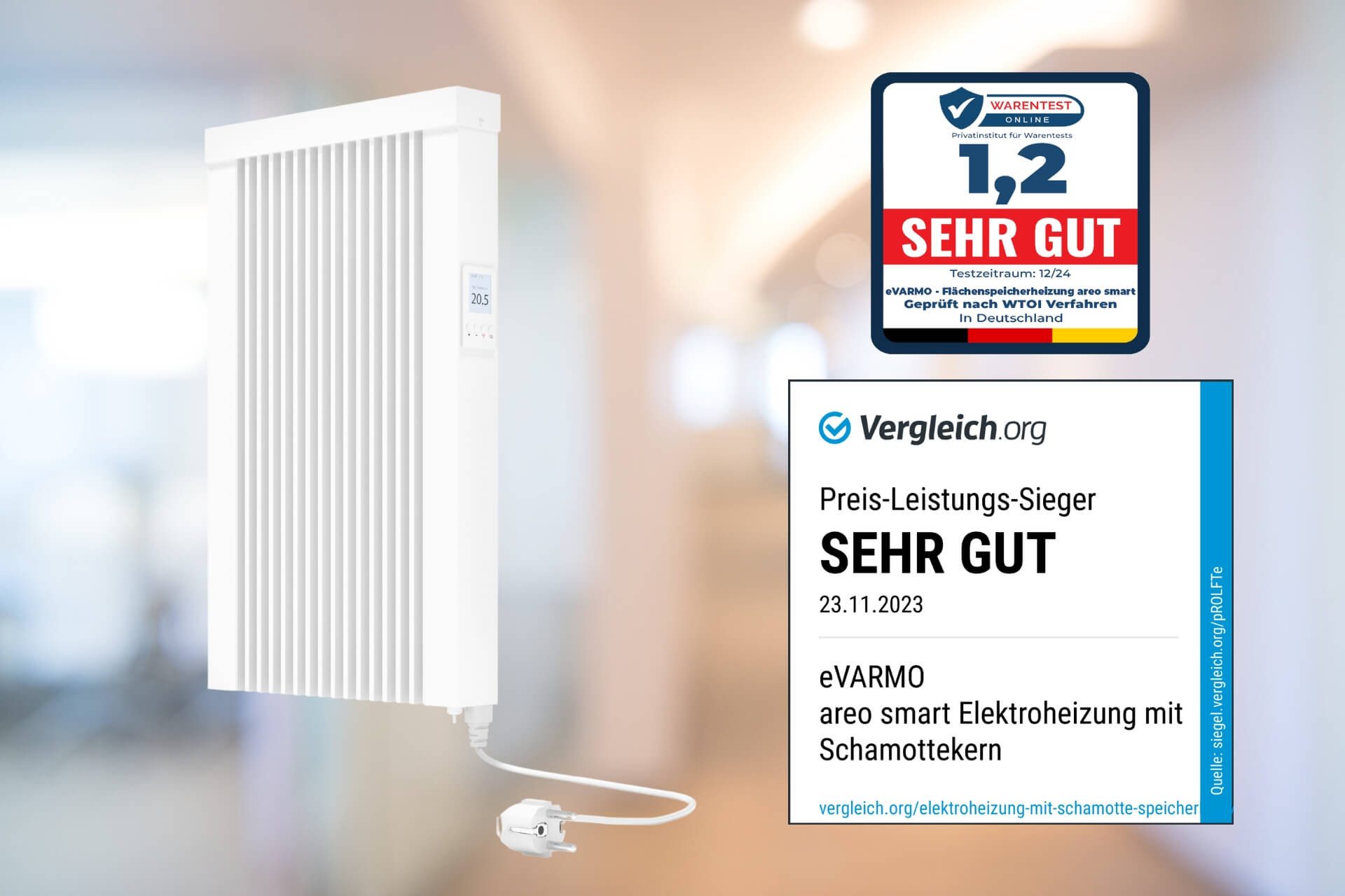 eVARMO Elektro-Heizkörper Flächenspeicherheizung areo smart, intelligente günstig online kaufen