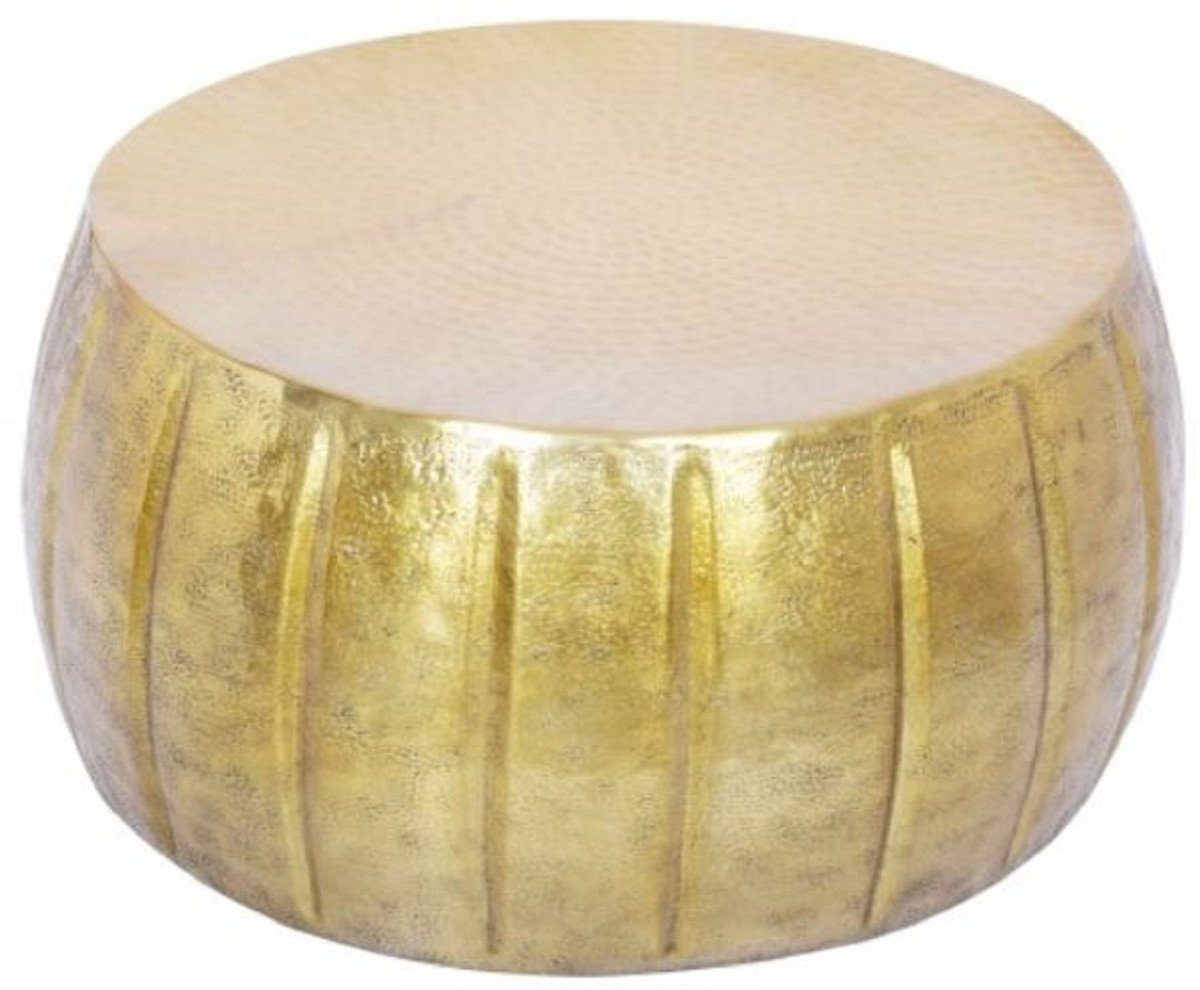 Casa Padrino Couchtisch Aluminium Couchtisch Gold Ø 65 x H. 31 cm - Runder Wohnzimmertisch im orientalischen Stil - Möbel