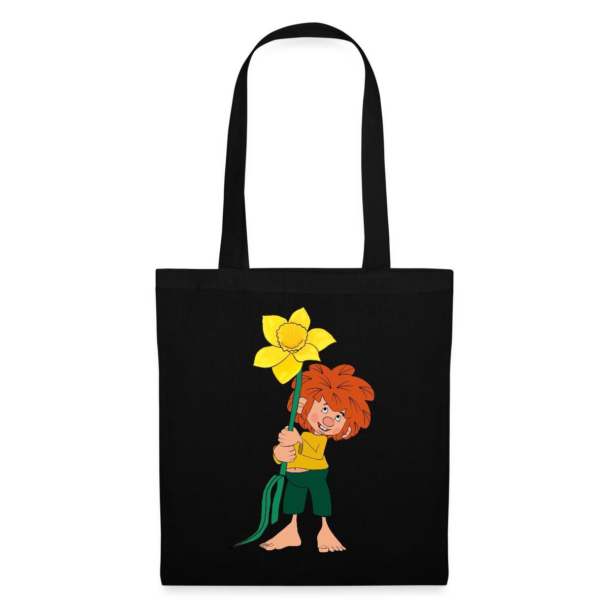 Spreadshirt Henkeltasche Pumuckl Design Mit Gelber Blume Stoffbeutel (1-tlg günstig online kaufen