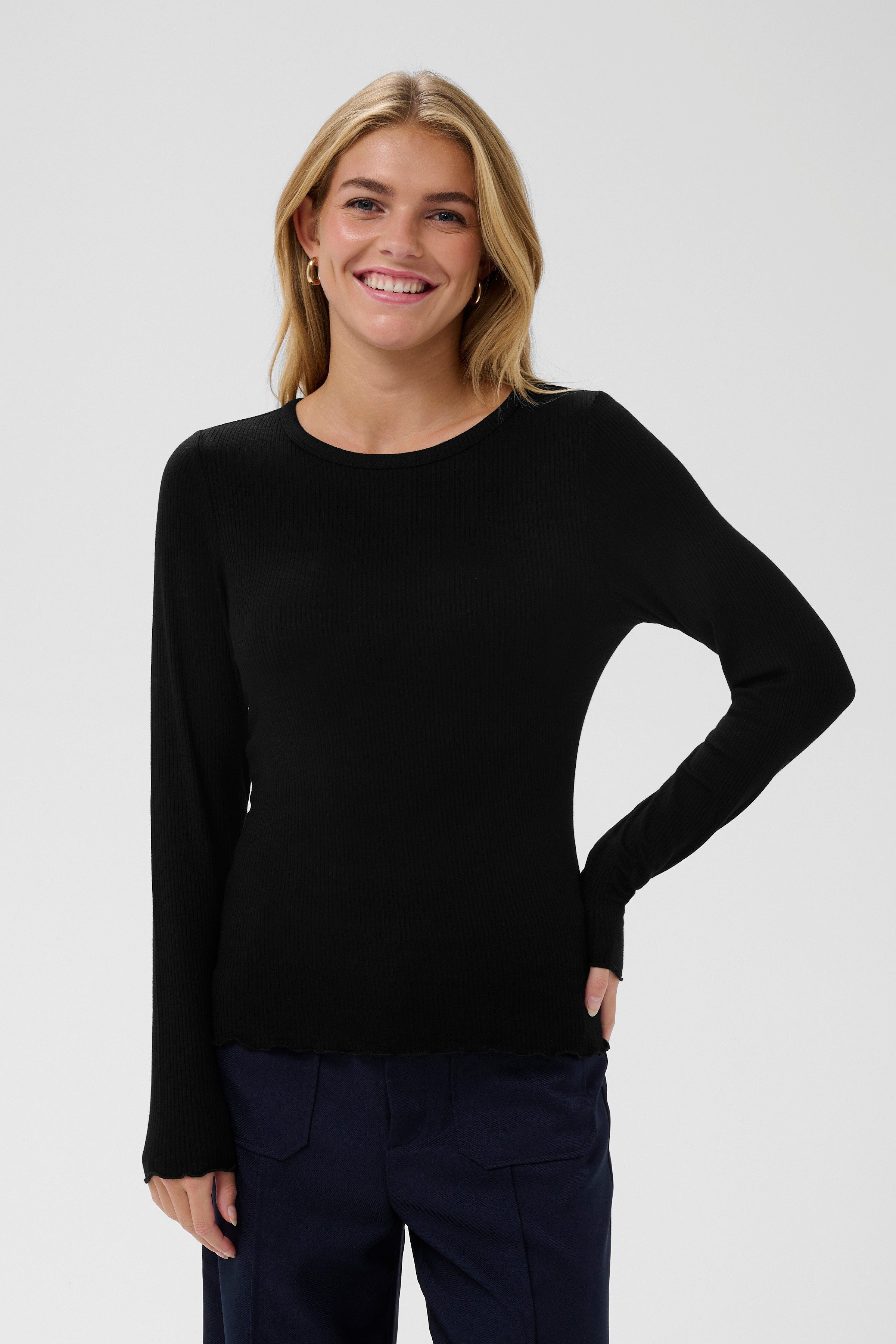 Saint Tropez Langarmshirt OlaliaSZ LS Blouse Viskosemischung, figurbetonte Form
