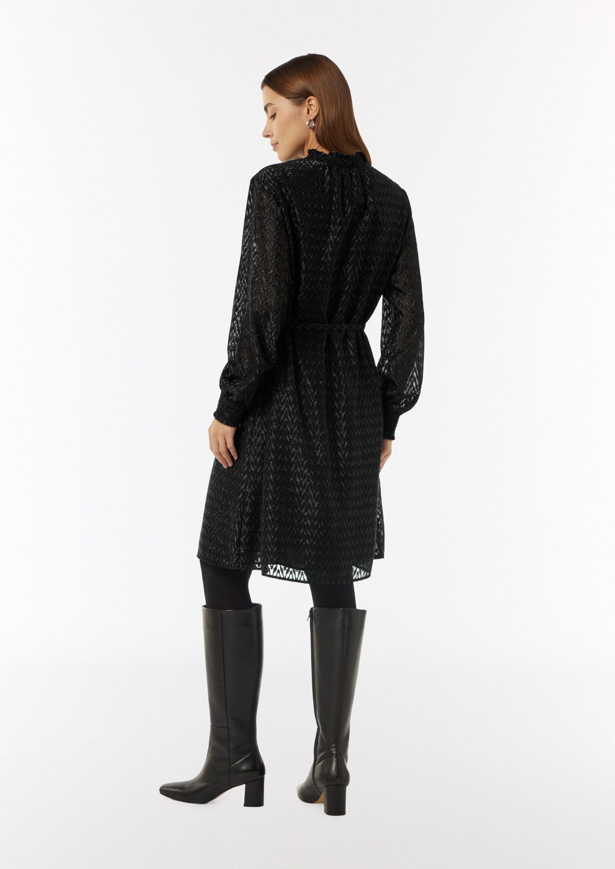 comma Minikleid Kleid Blusenkleid mit Transparenz-Effekt und Glitzergarn