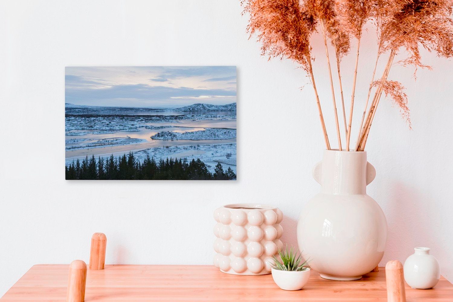 Wandbild im verschneite St), OneMillionCanvasses® Þingvellir-Nationalpark Aufhängefertig, (1 Island, Leinwandbild Wanddeko, Leinwandbilder, Eine in cm Landschaft 30x20