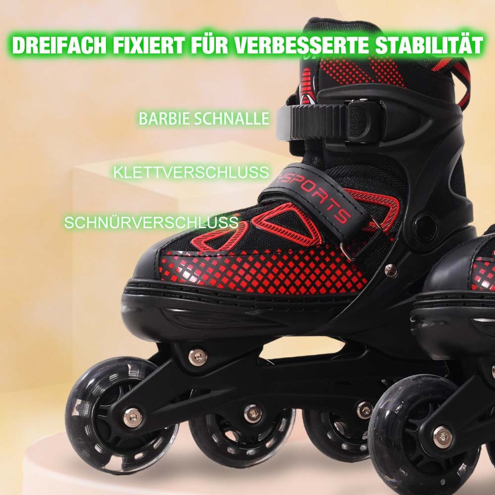 CITYSPORTS Rollschuhe Verstellbar Inliner Leucht Inlineskates für Mädchen/Jungen, mit Leuchtenden Rädern,Geschenke für Mädchen/Jungen