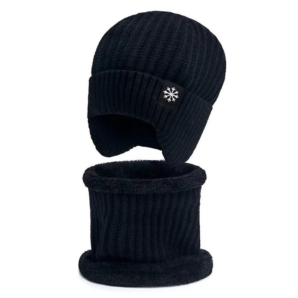 Cachito Strickmütze Wintermütze Halswärmer Set für Herren Damen Beanie Strickmütze mit Wollfutter und Ohrklappen, Warme Loop Schal