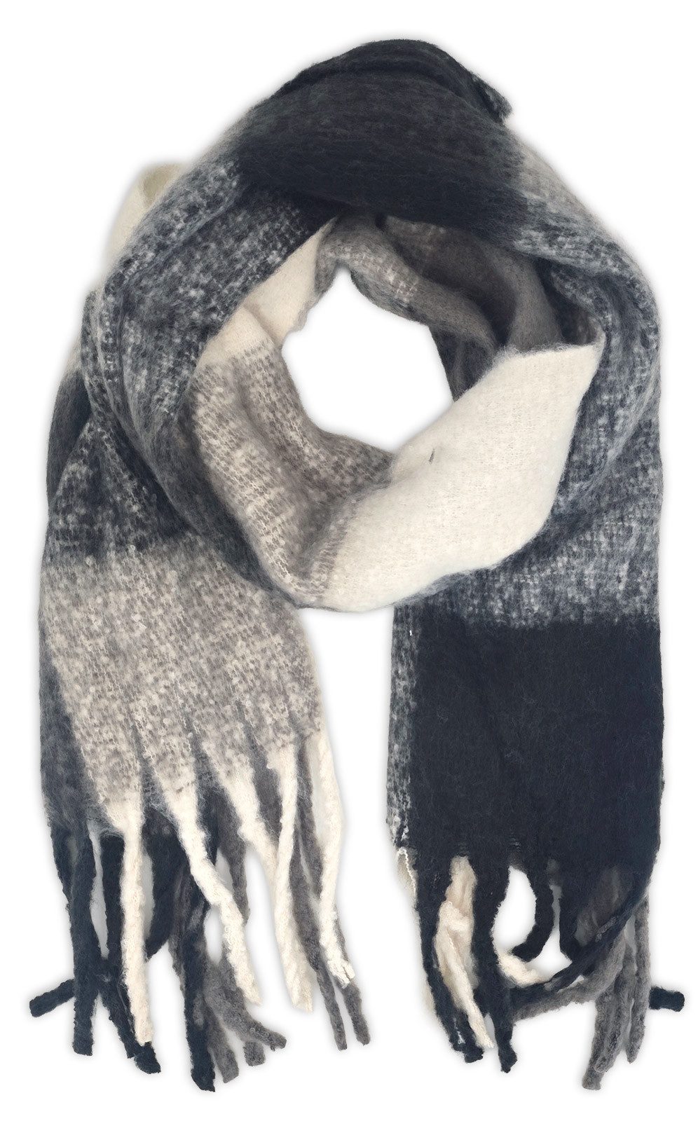 styleBREAKER XXL-Schal Karo Webschal mit langen Fransen, (1-St) günstig online kaufen