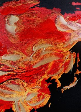 Close Up Leinwandbild Weltkarte Fire Opal mit 3D Effekt aus Acrylfarbe