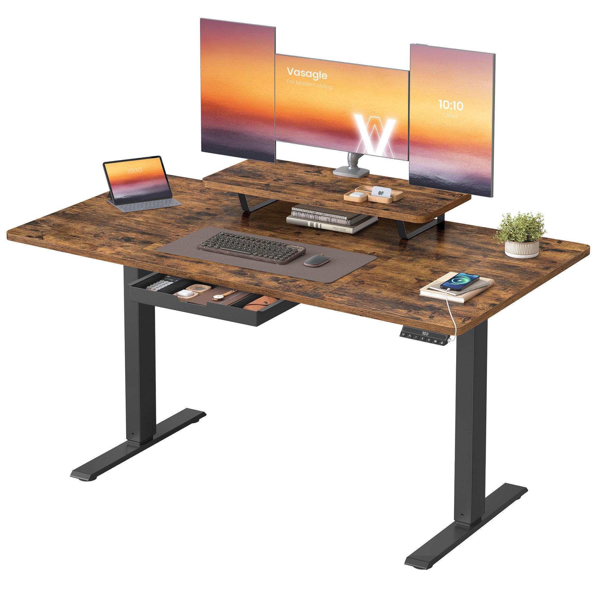 VASAGLE Schreibtisch Höhenverstellbarer, flexibel montierbarer Monitorständ günstig online kaufen