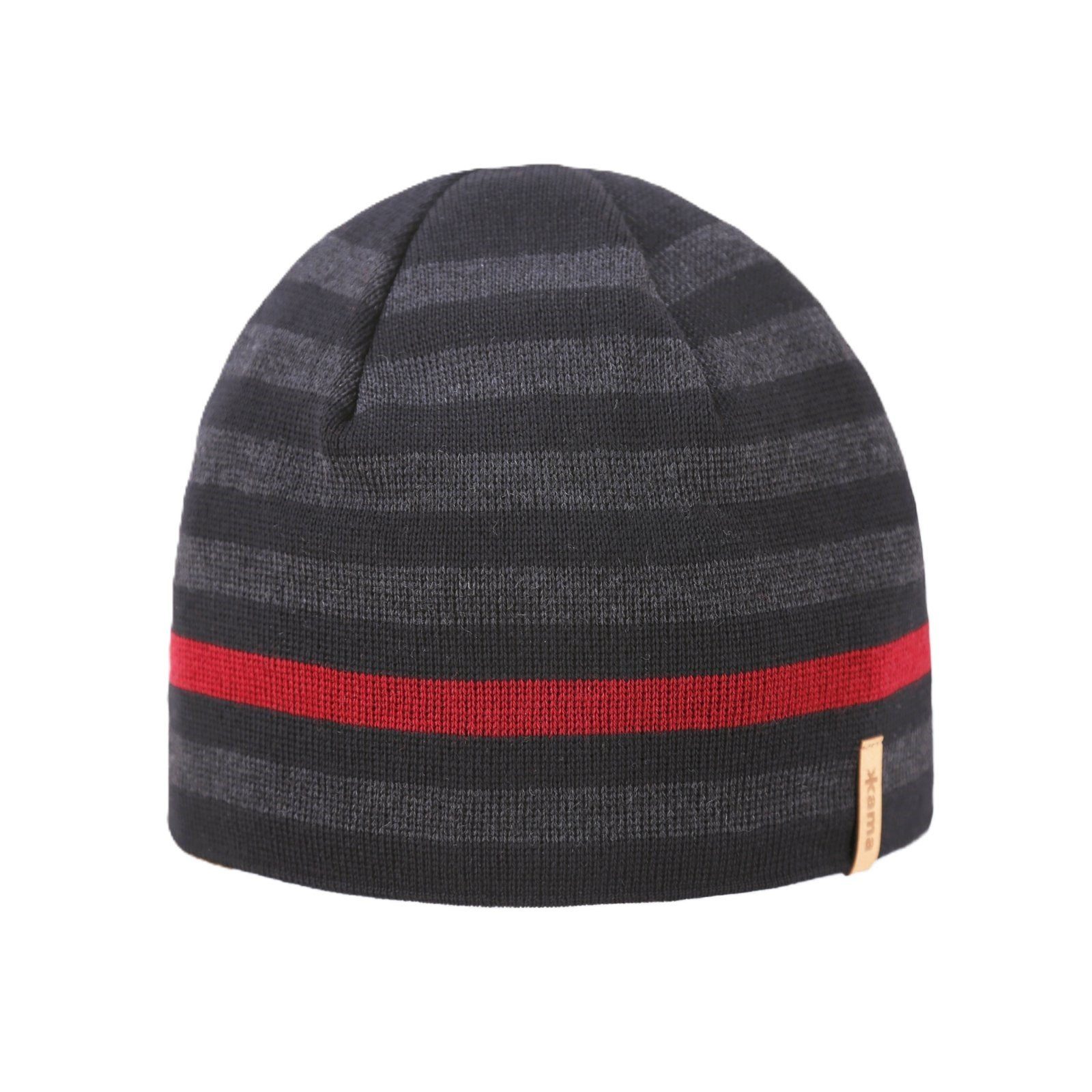 kama Strickmütze (Beanie) A162 Merino - schwarz/grau/rot - 1 Stück günstig online kaufen