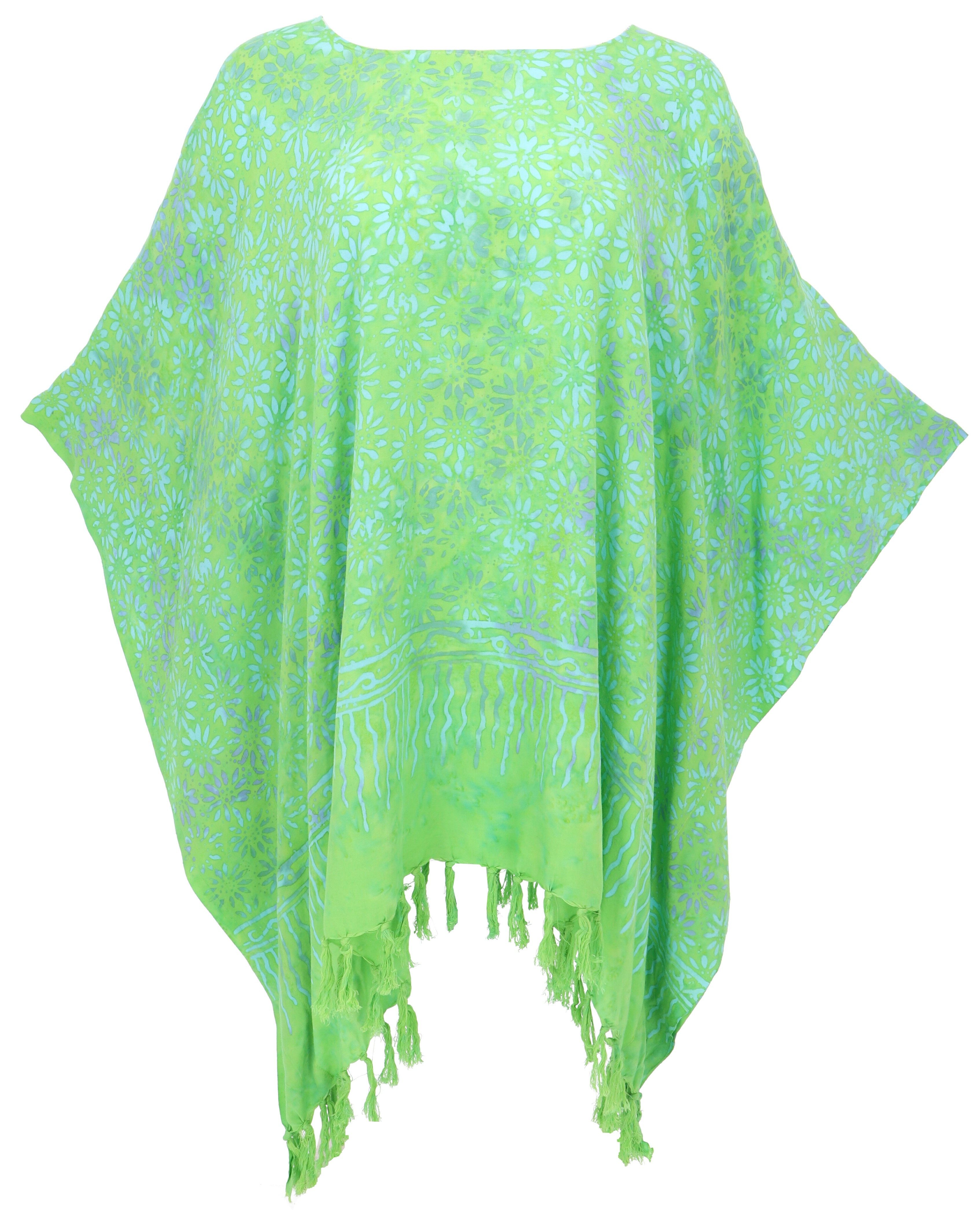 Guru-Shop Longbluse Poncho, Tunika, Strandkleid, Batik Kaftan,.. alternative Bekleidung