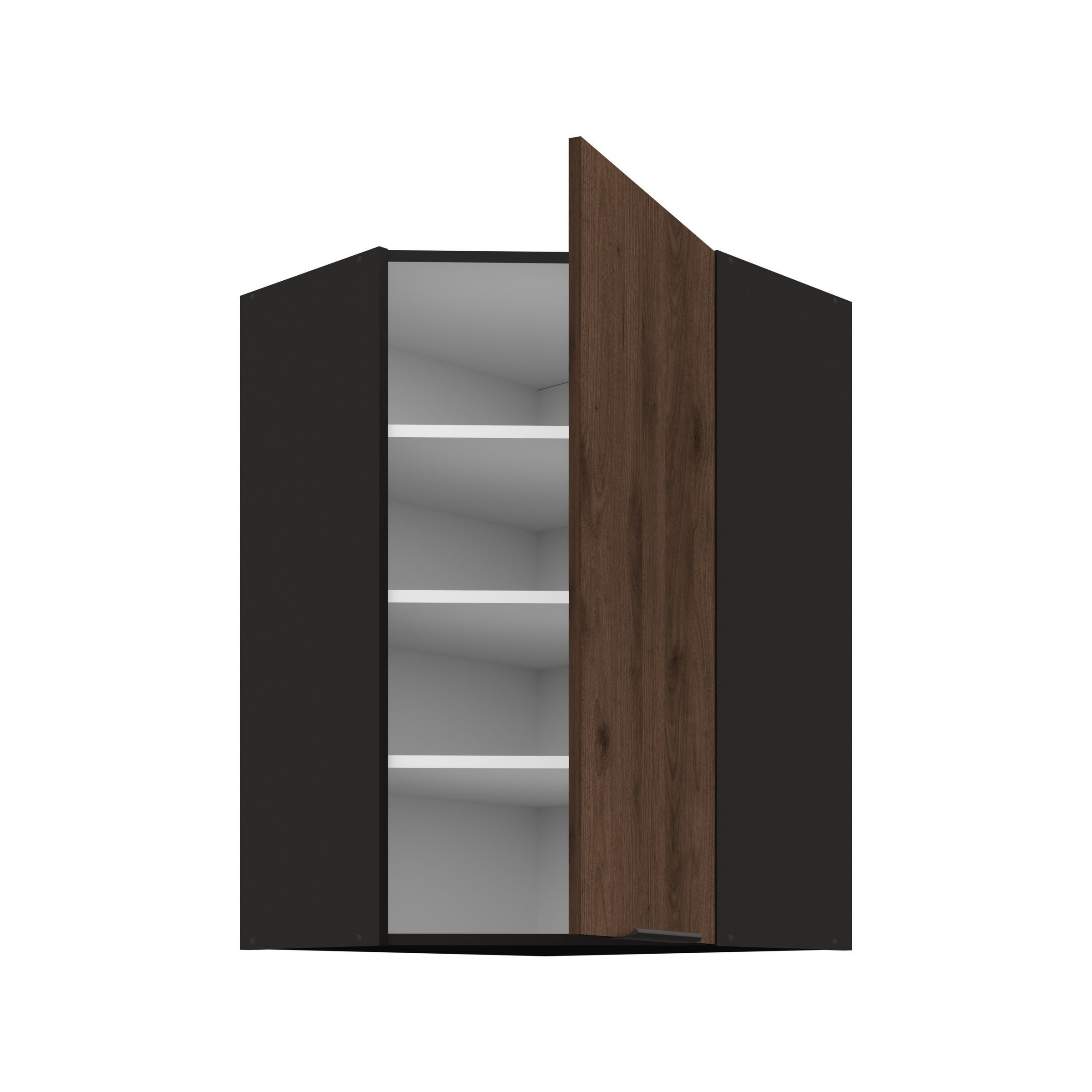 Küchen-Preisbombe Eckhängeschrank 60x60 cm Küche MONZA Okapi Nußbaum Küchenzeile Küchenblock Einbauküche