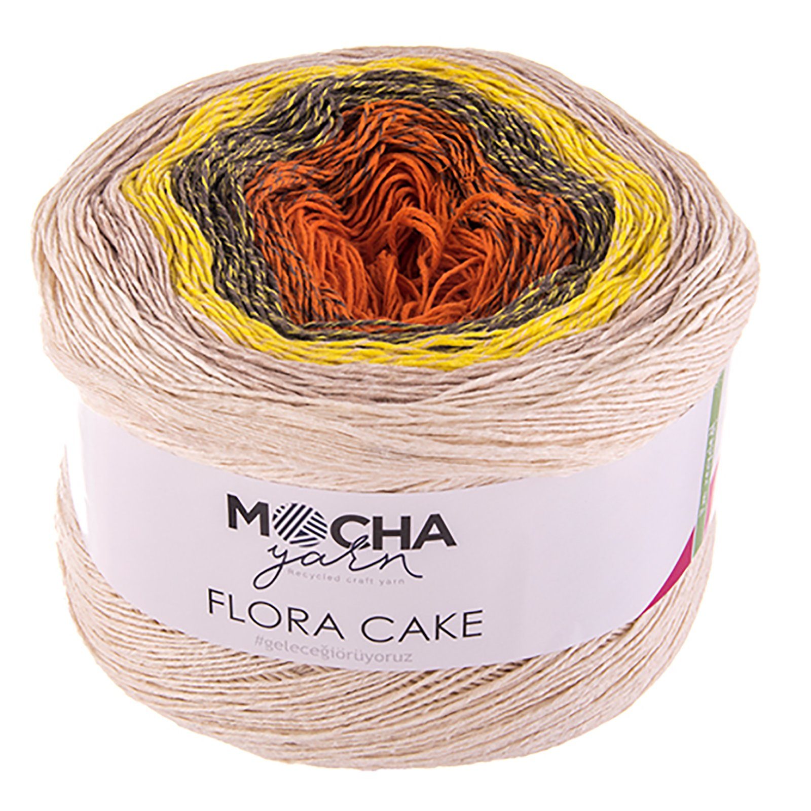 mochayarn 2 x 250g Farbverlaufsgarn Flora Cake Häkelwolle, 900 m, FLO30 orange-grün-gelb-creme
