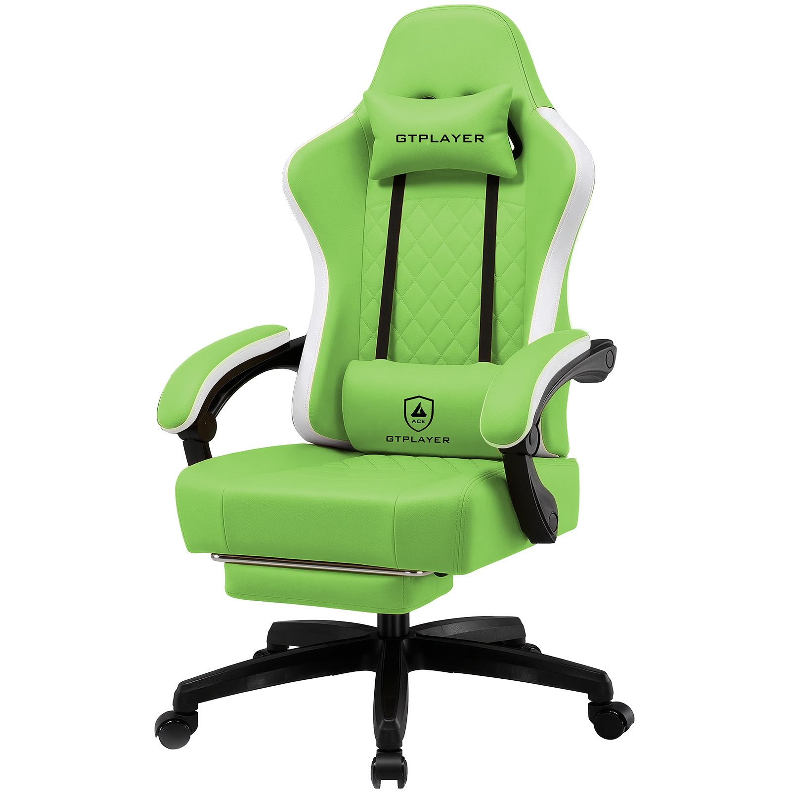 GTPLAYER Gaming-Stuhl Ergonomischer Gaming Sessel Schreibtischstuhl aus Stoff/Kunstleder (Pacekung), Federsitzkissen mit Fußstütze