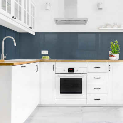 Bilderdepot24 Küchenrückwand blau dekor einfarbig Wandpaneel Küche Schieferblau Wandverkleidung, (1-tlg., Nischenrückwand - für Fliesenspiegel ohne Bohren - matt), Spritzschutz Rückwand Küche Herd - Folie selbstklebend versch. Größen