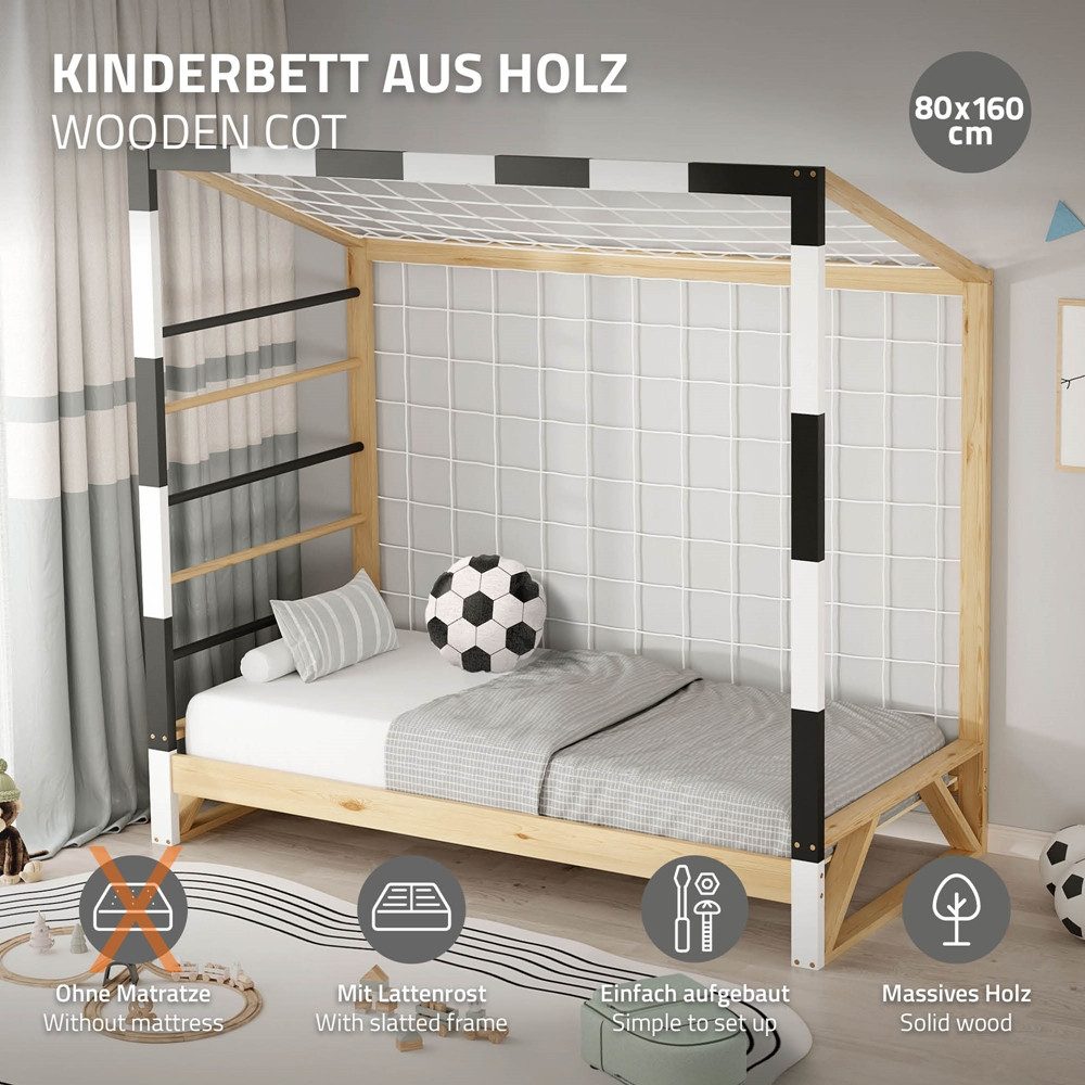 ML-DESIGN Spielbett Kinderbett Fußballtor Holzbett mit günstig online kaufen