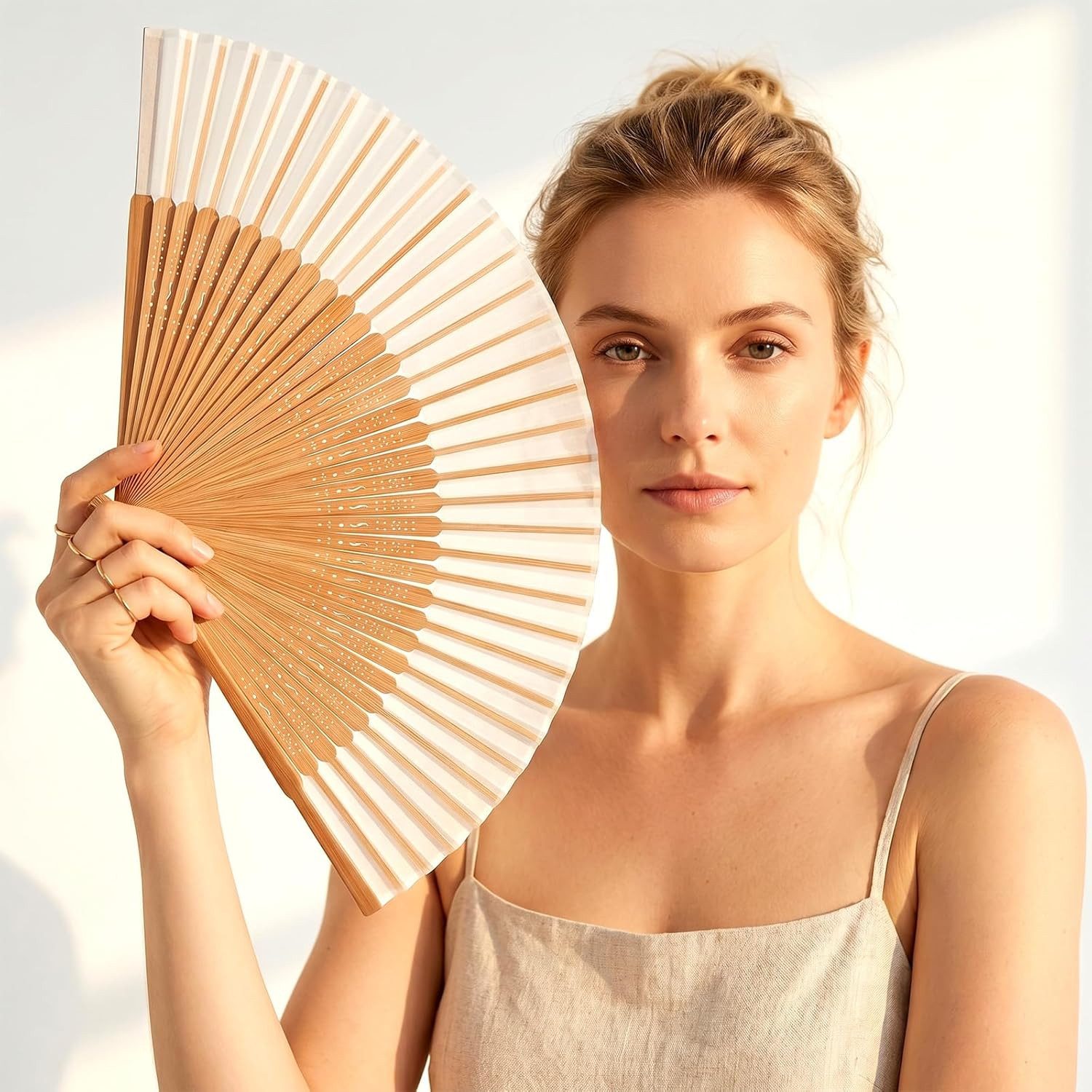 nsihing Handfächer Faltbare Fächer, Fecher Sommer Hochzeit,Taschenfächer Faltfächer