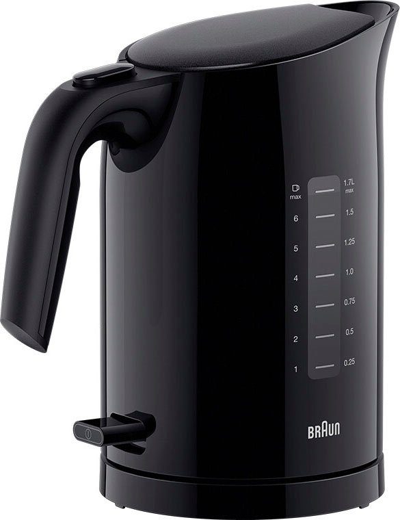 Braun Wasserkocher PurEase WK 3100 BK - 1,7 L, Schnellkochsystem, Anti-Kalk Filter, 1,7 l, 2200 W, 2.200 W, Kocht 200 ml in 45 Sek., 360 Grad Heitzsockel