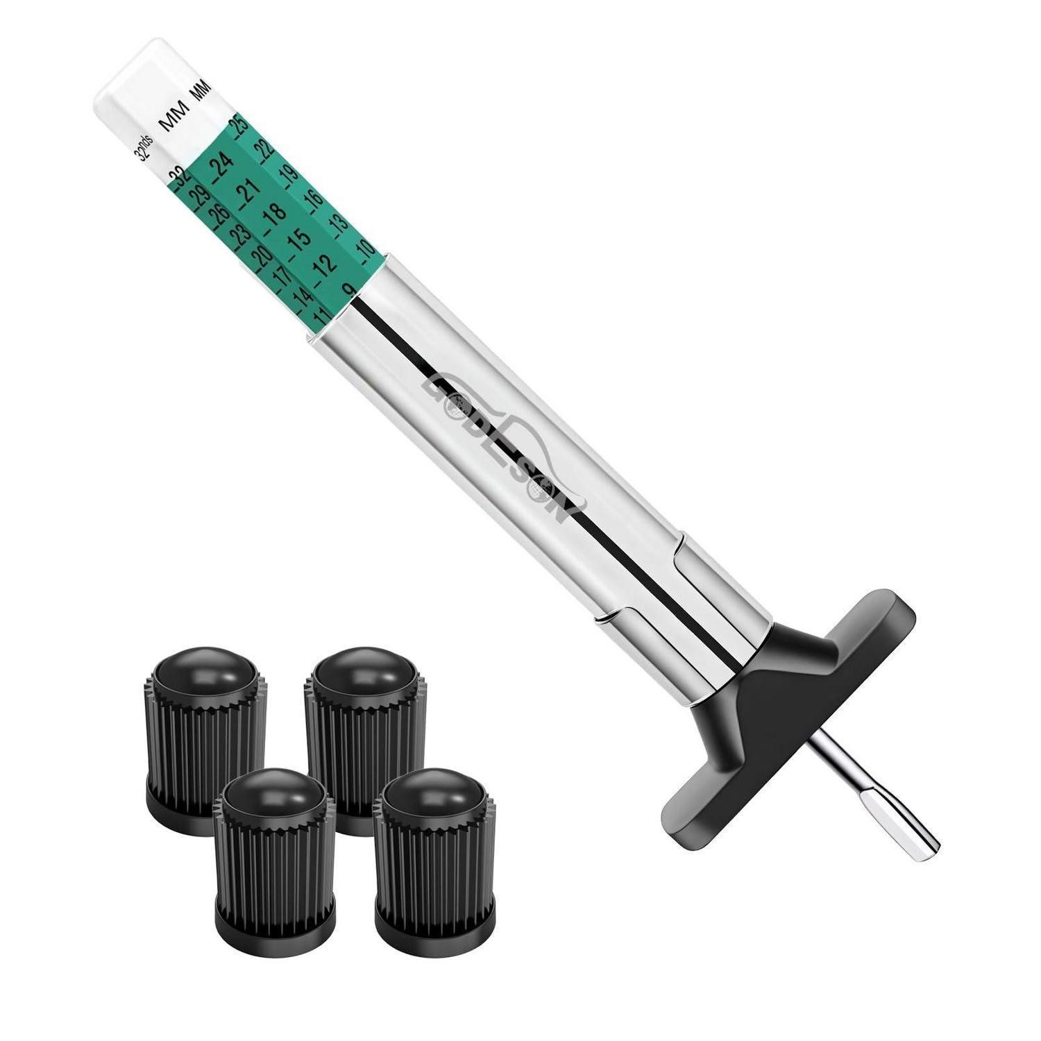 LuxusKollektion Messschieber Reifenprofiltiefenmesser Dualskala 4 Ventilkappen 6seitig 32 Nds 25 mm