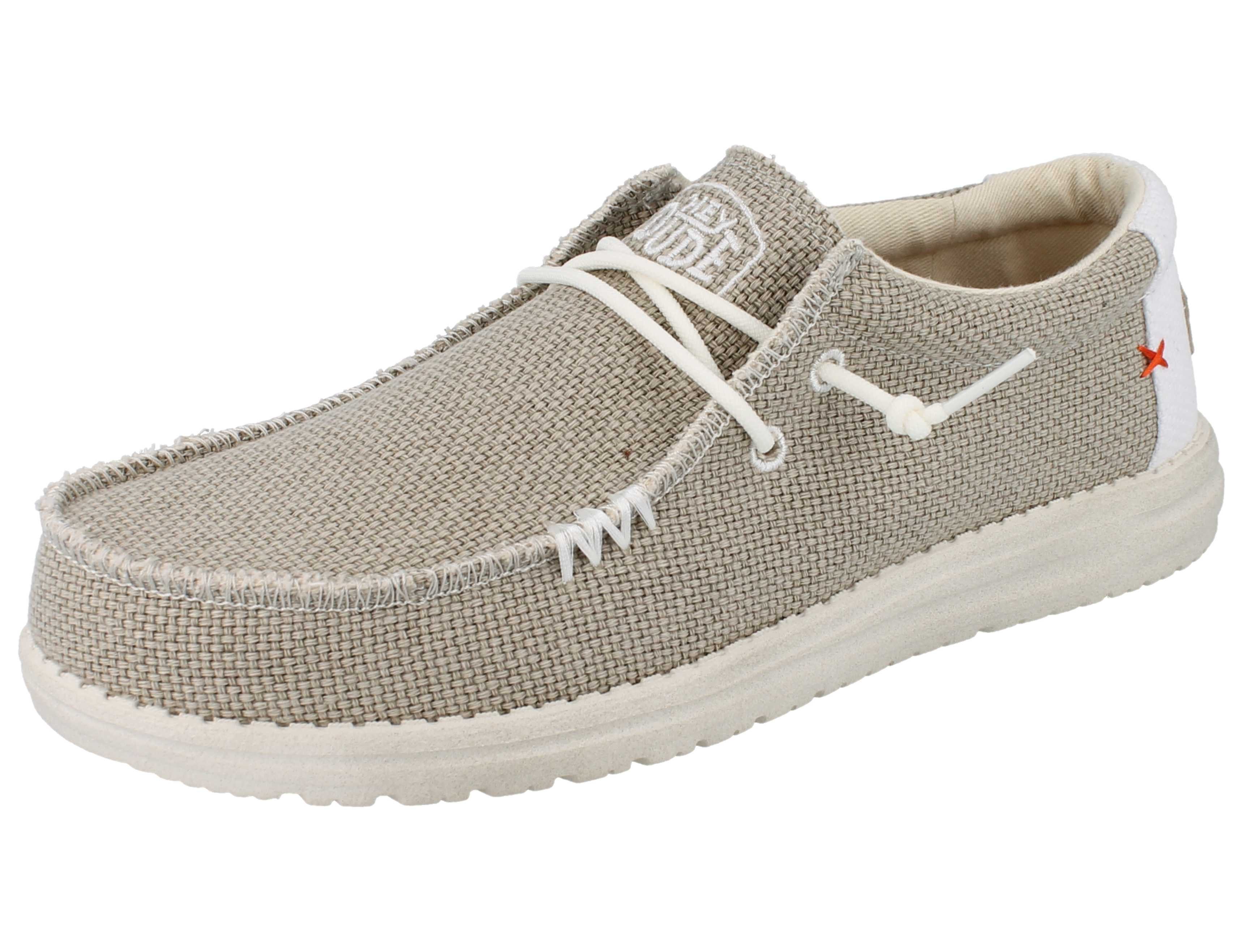Hey Dude HEY DUDE Wally Braided Herren Slipper beige weiss Textil - Größe: 44 Sandale Wechselfußbett