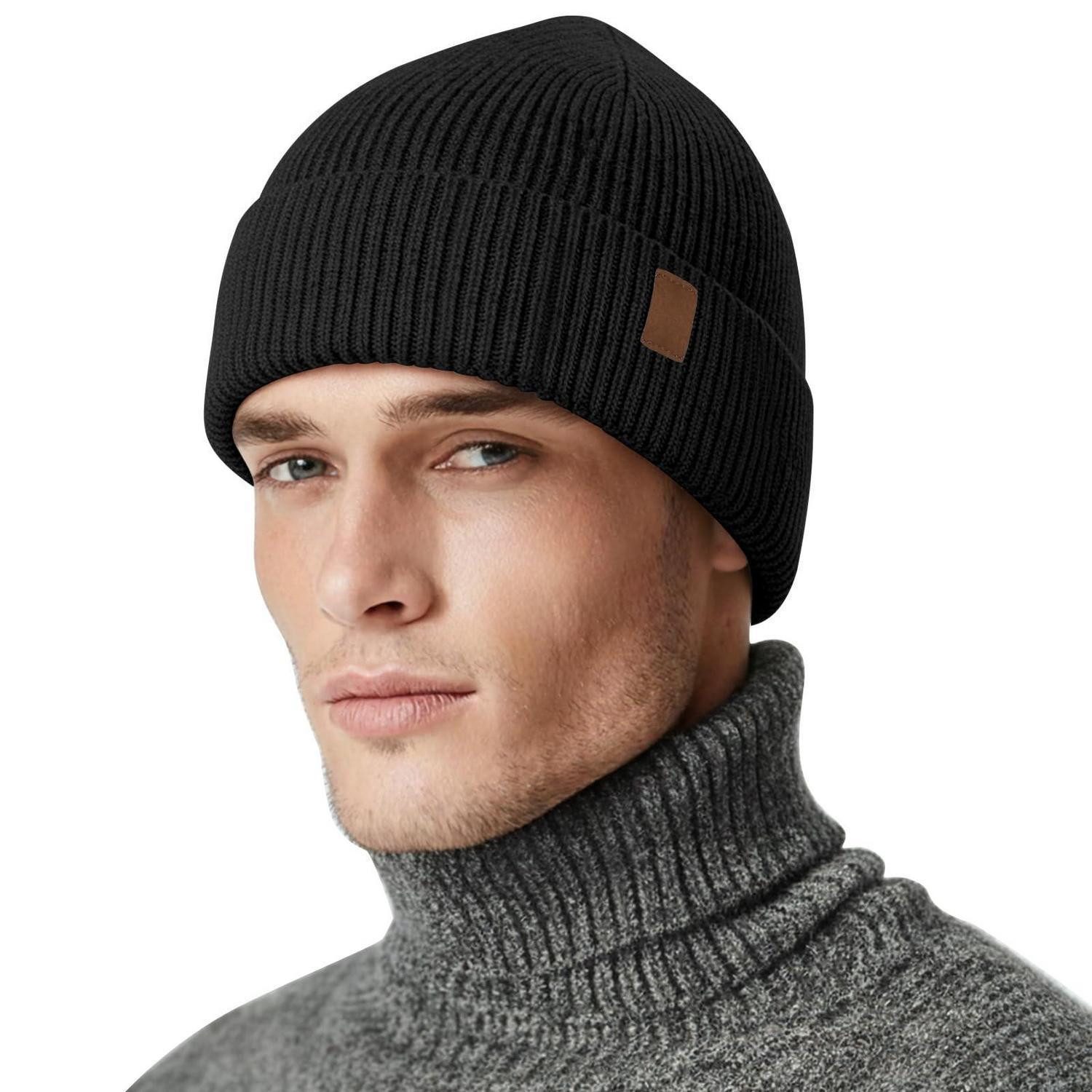 LuxusKollektion Strickmütze Wintermütze Unisex Strick warm Black Style1 (1-St)