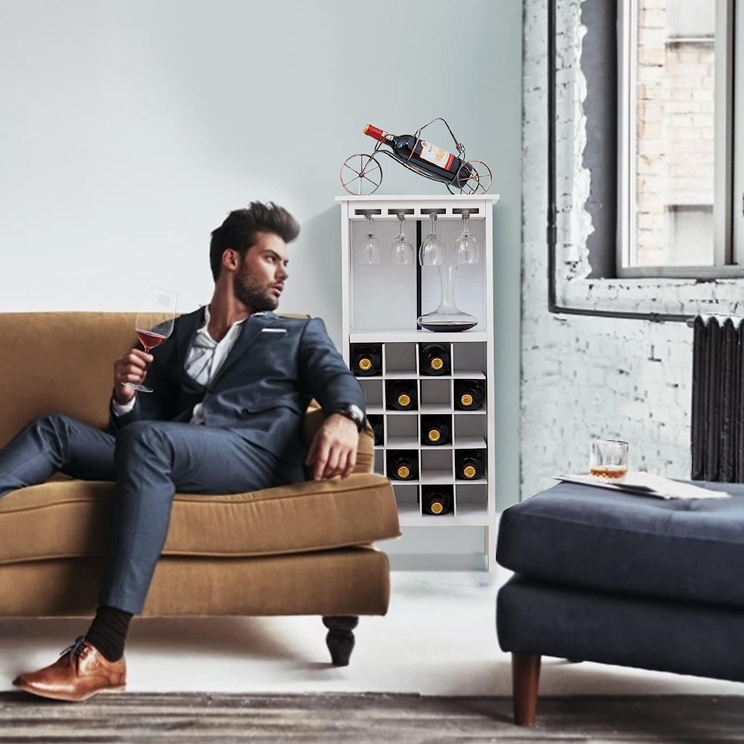 KOMFOTTEU Weinregal Flaschenregal, Flaschenständer mit 20 Staufächern, aus günstig online kaufen