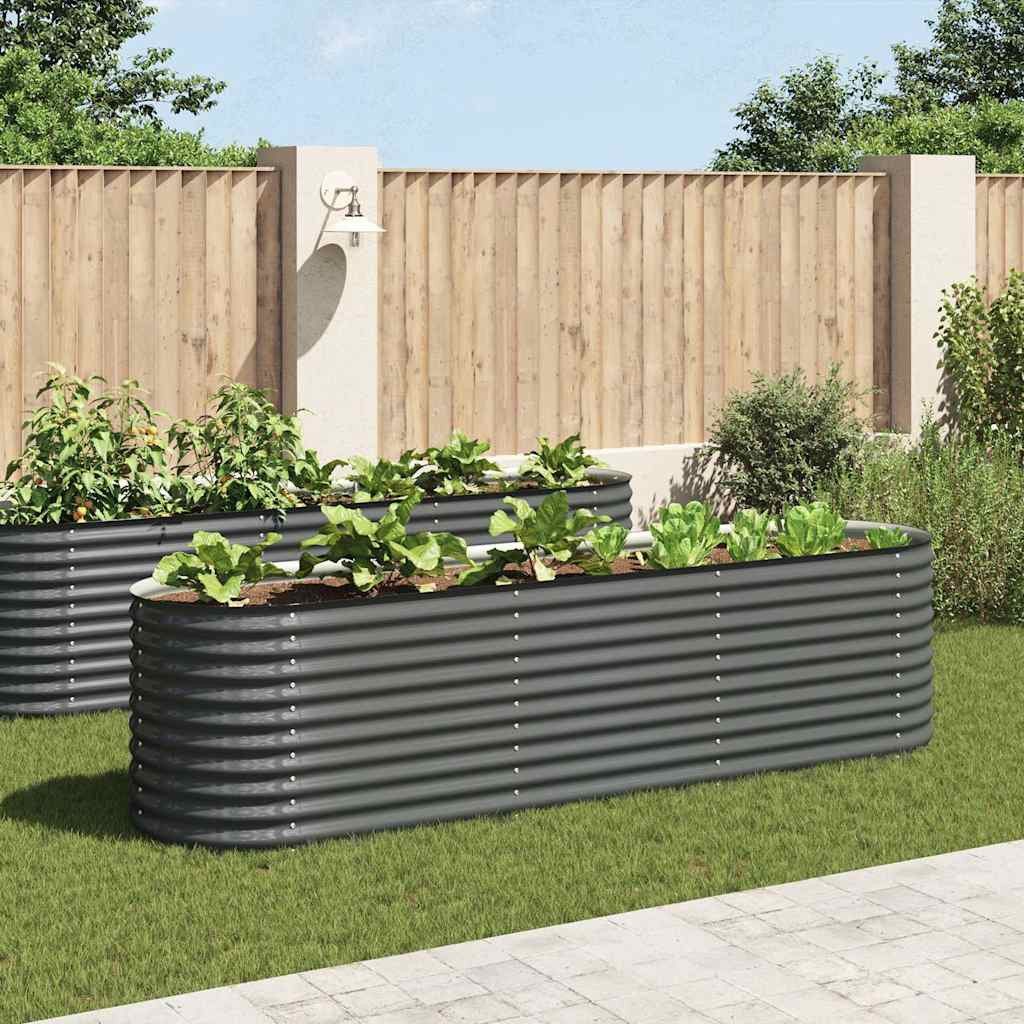 vidaXL Hochbeet Garten-Hochbeet 320x80x81 cm Verzinkter Stahl Grau (1 St)