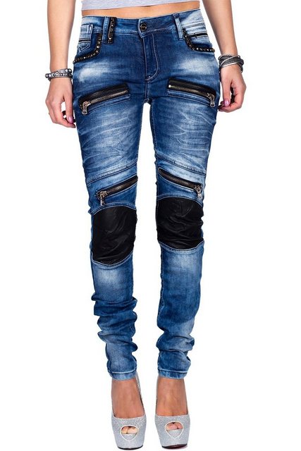 Cipo & Baxx Bikerjeans Hose BA-WD346 W27/L34 (1-tlg) mit zusätzlichen Zippe günstig online kaufen