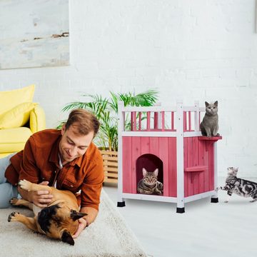 relaxdays Katzenzelt Katzenhaus aus Holz