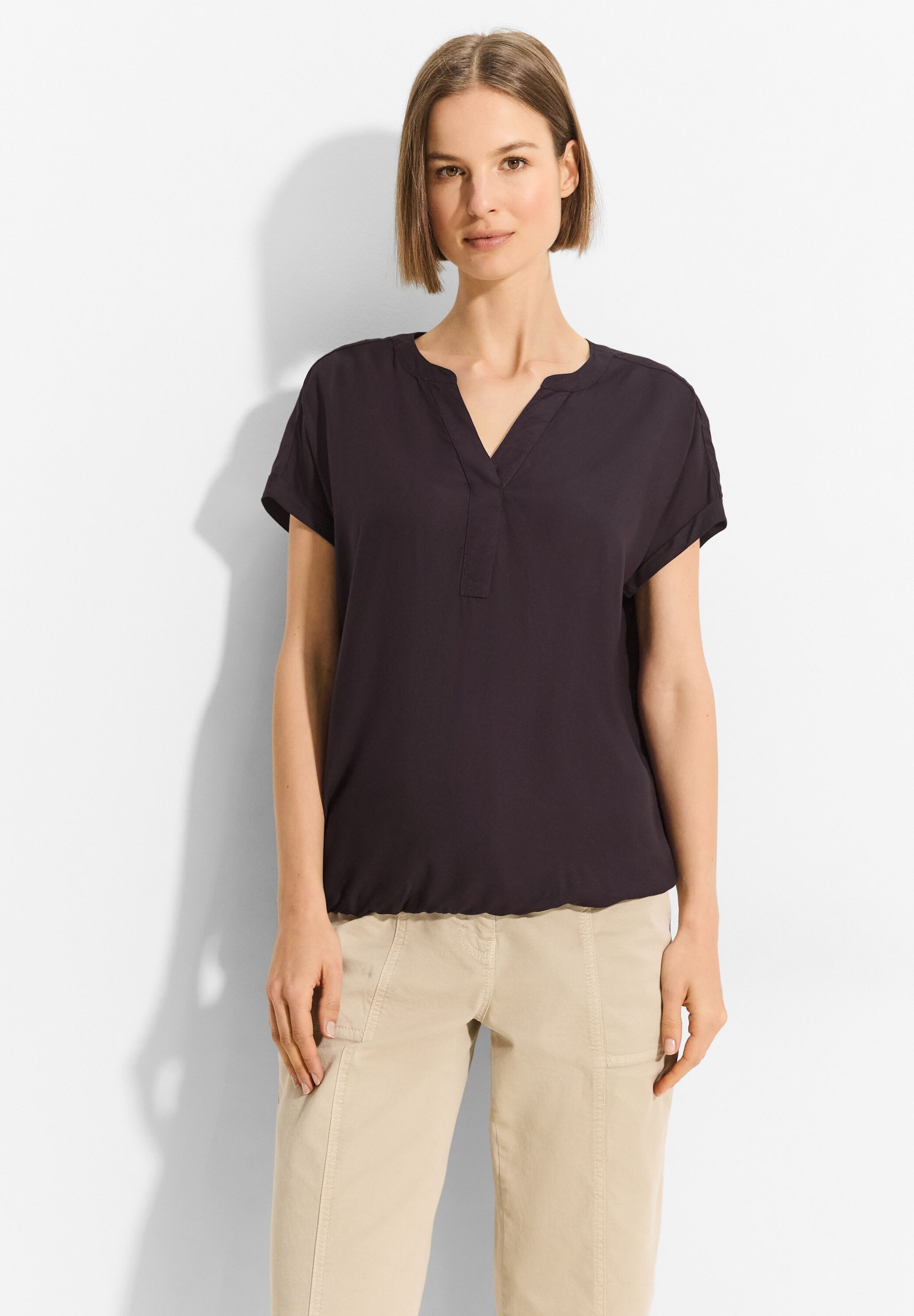 CECIL Kurzarmbluse mit Gummizug im Bund