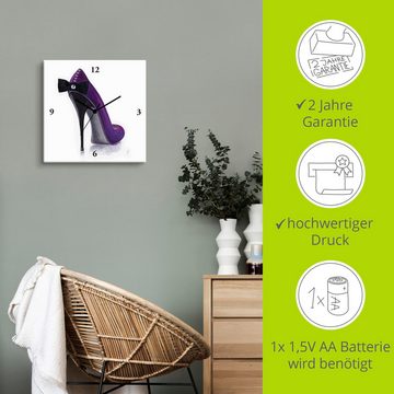 Artland Wanduhr Damenschuh - Violettes Modell (wahlweise mit Quarz- oder Funkuhrwerk, lautlos ohne Tickgeräusche)