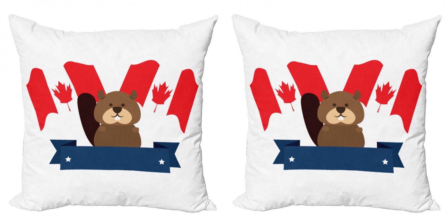 Stück), Abakuhaus (2 Flagge Groundhog Marmot Doppelseitiger Canadian Accent Digitaldruck, Day Modern Kissenbezüge