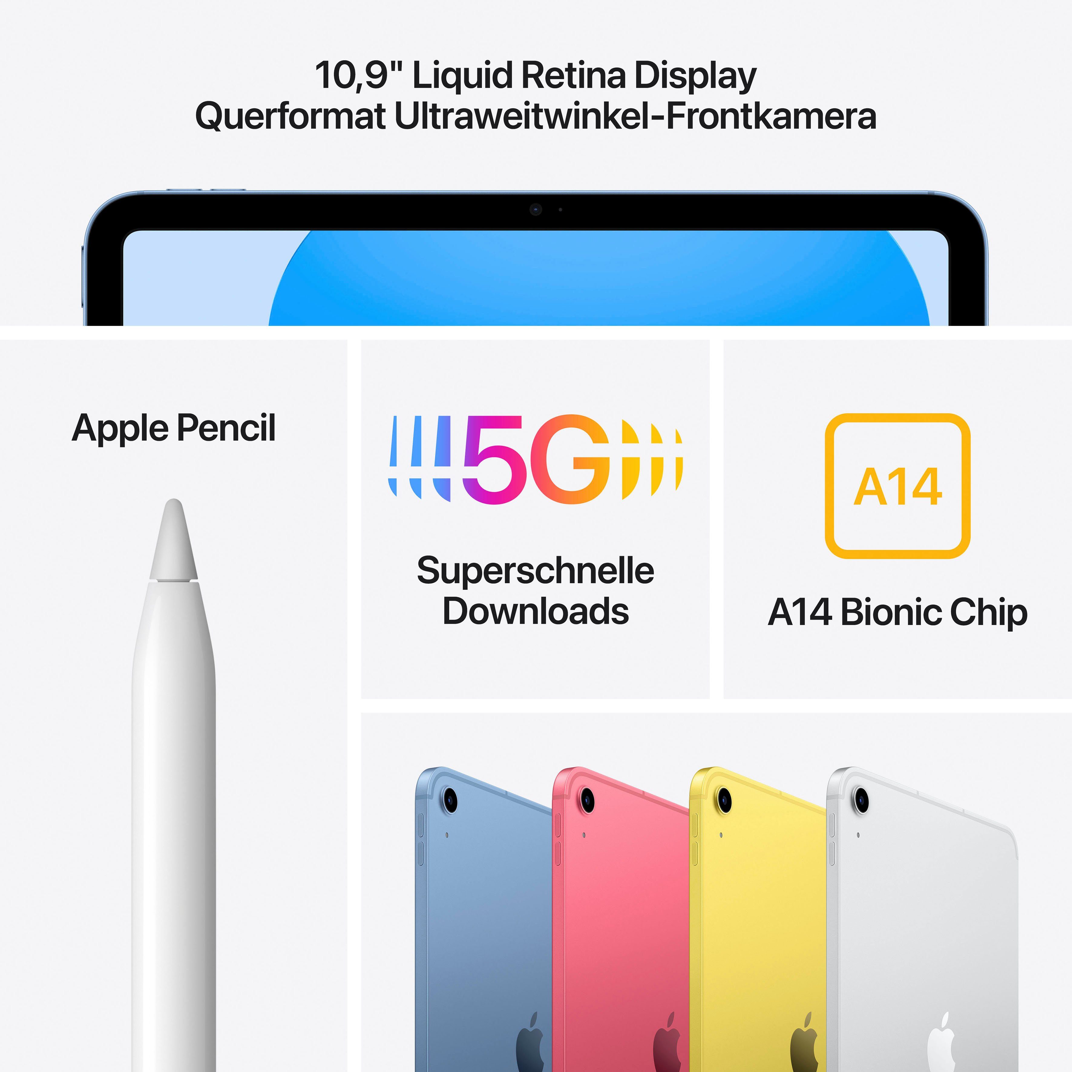 Apple iPad Tablet GB, 256 iPadOS, + (10 5G) Wi-Fi yellow (10,9", Cellular Generation) 2022