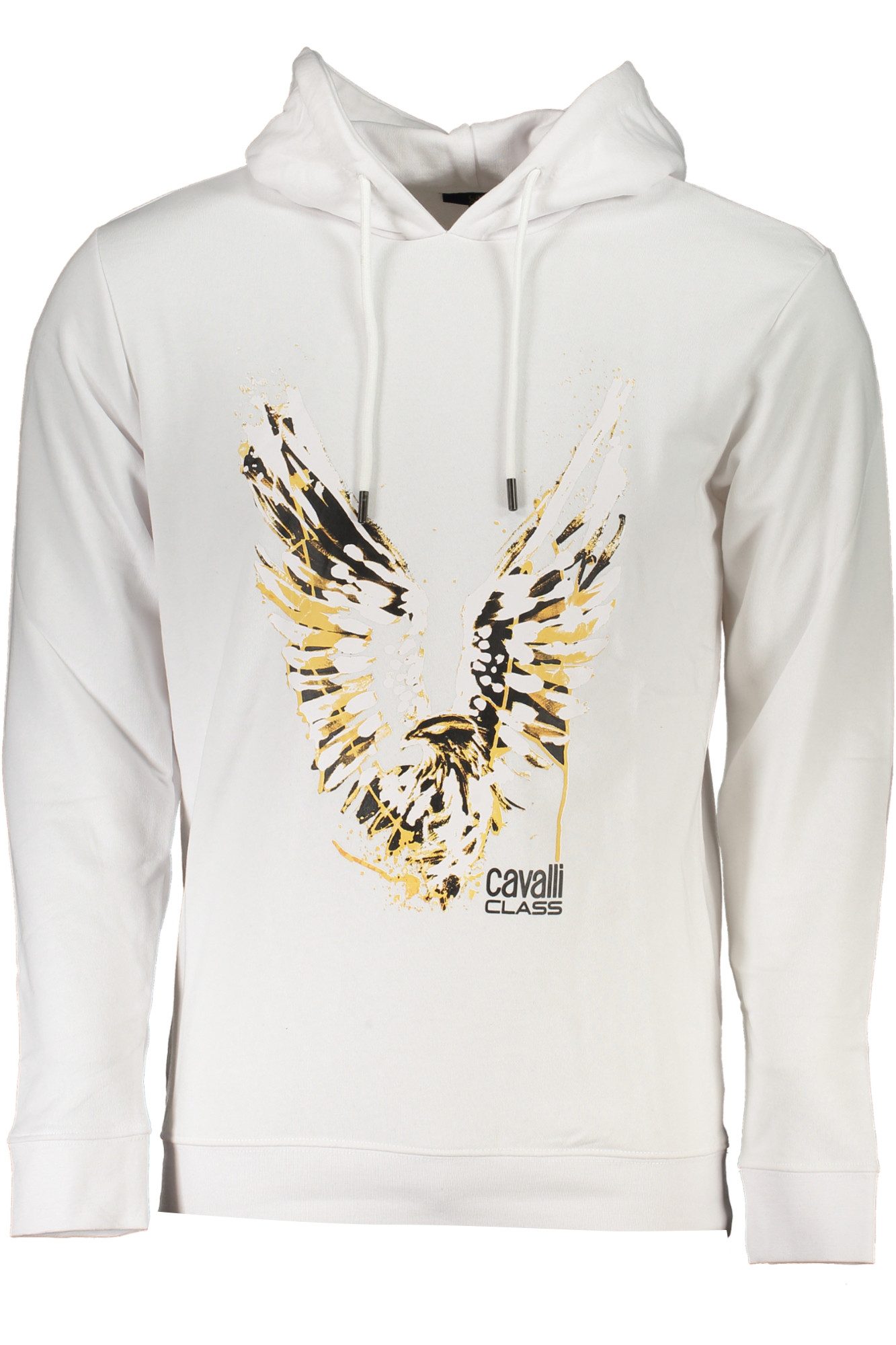 Cavalli Class Sweatshirt Weißes Herren Kapuzensweatshirt ohne