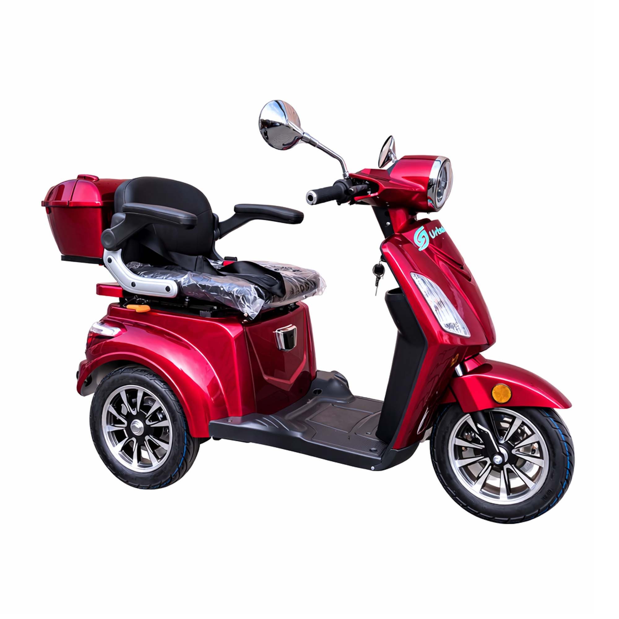 Urban Hopper E-Motorroller Elektro Seniorenmobil 3-Rad Elektroroller Urban Hopper Best Ager Li, 1000 W, 15 km/h, Lithium Akku Alarmanlage Top-Case Fernbedienung ca 60KM 3 Gang COC