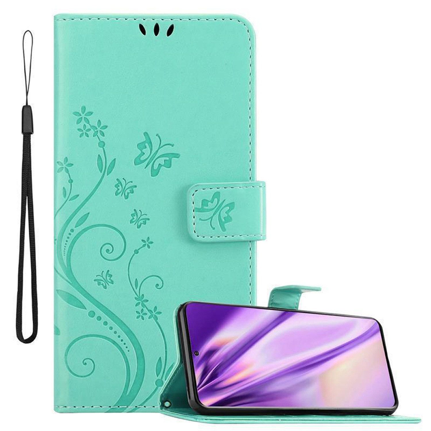 Cadorabo Handyhülle für Samsung Galaxy S20 ULTRA Hülle Samsung Galaxy S20 ULTRA, Hülle Schutzhülle Blumen Flower mit Standfunktion Kartenfach Magnet