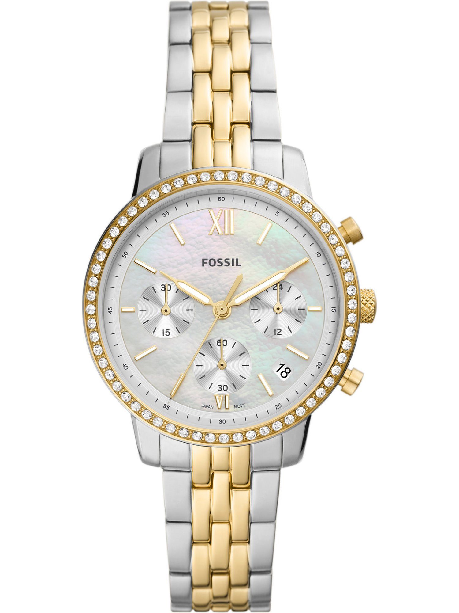 Fossil Chronograph Fossil Damen-Uhren Analog Quarz, Klassikuhr