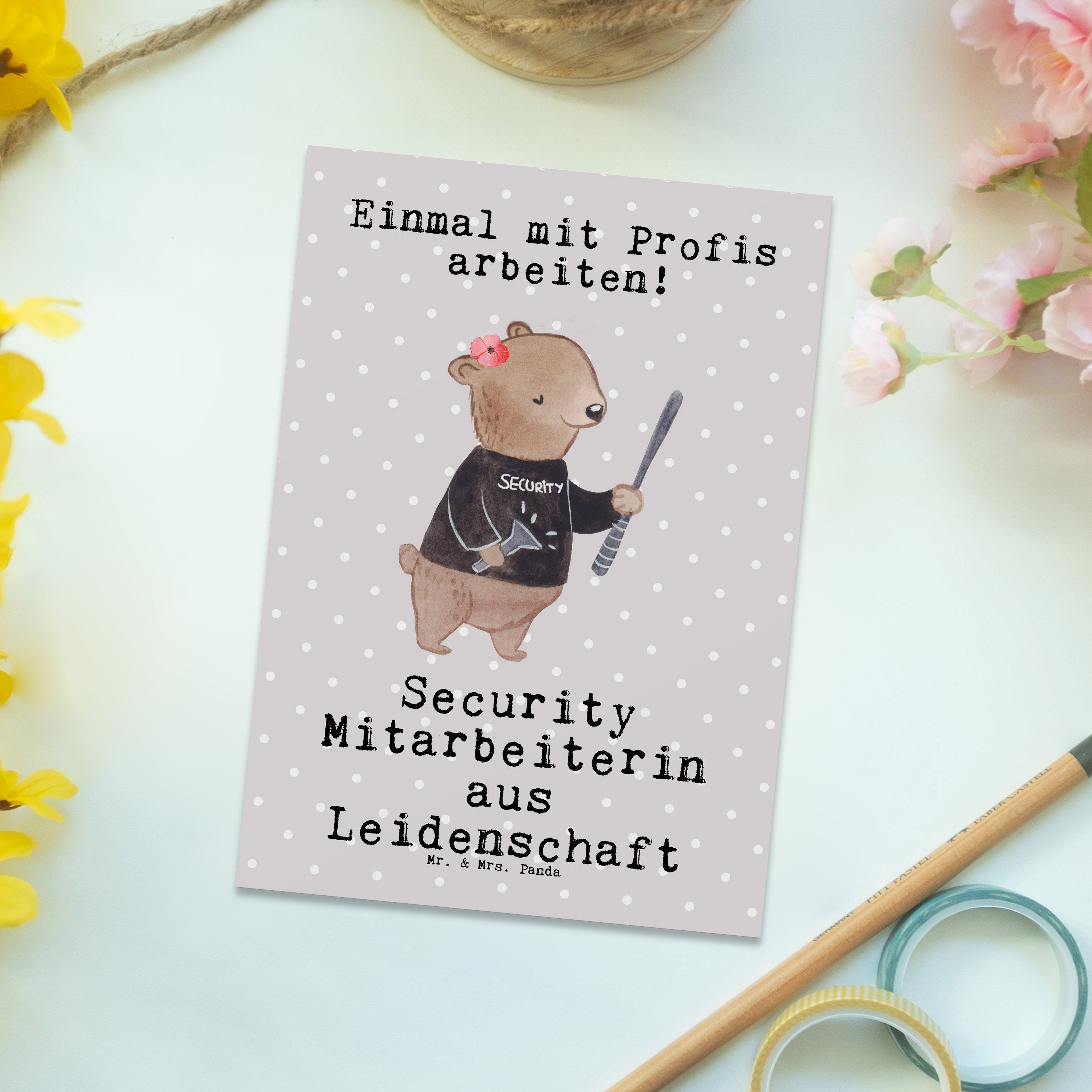 Mr. & Panda - Postkarte aus Da Pastell Mrs. Grau Geschenk, Security - Leidenschaft Mitarbeiterin