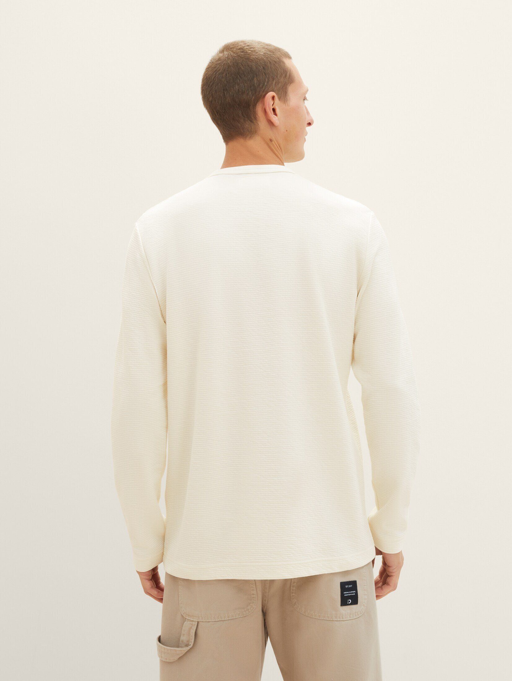 TAILOR Langarmshirt beige mit Struktur vintage TOM T-Shirt