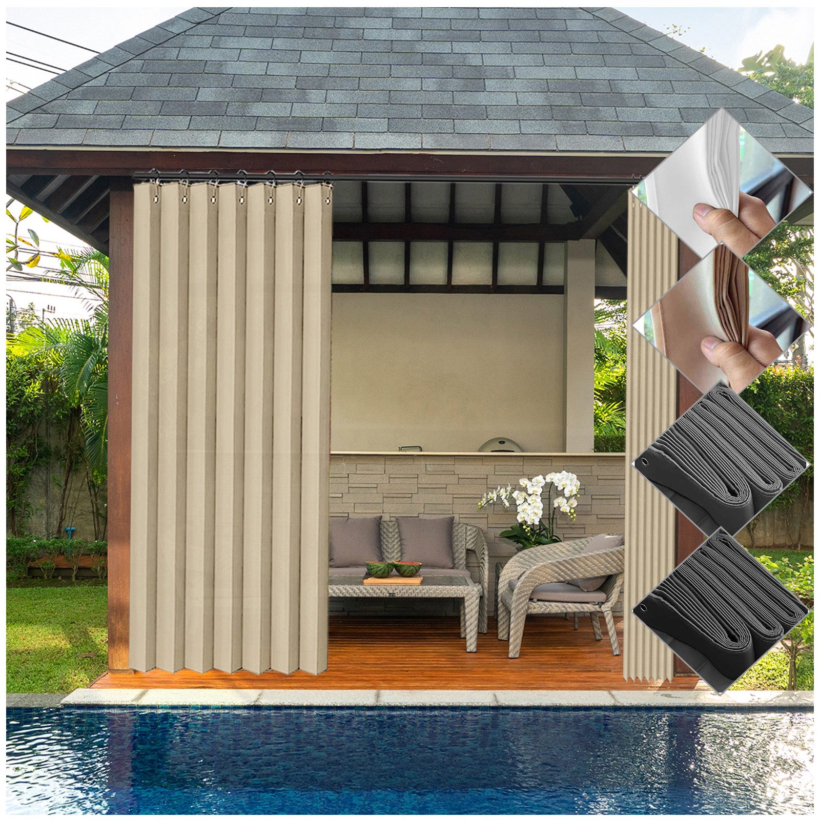 Jibenhome Outdoorvorhang Sichtschutz Vorhang Raumteiler, Wasserdicht günstig online kaufen