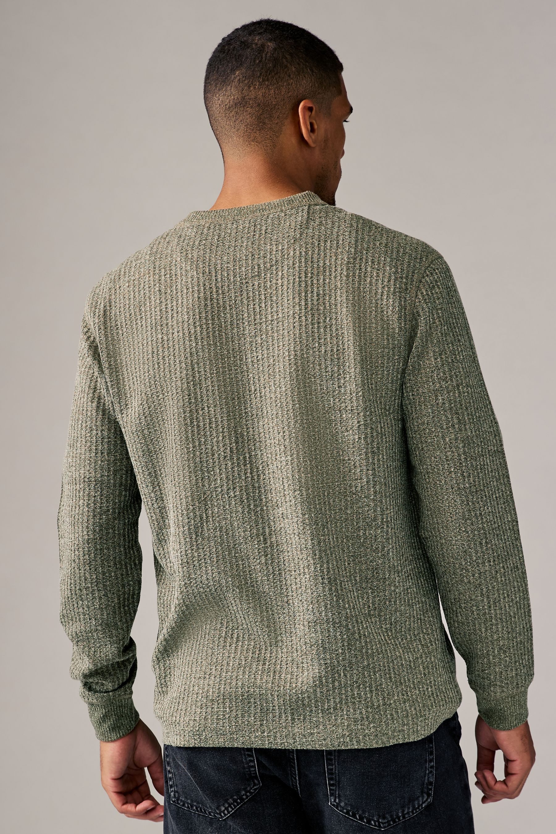 Next Langarmshirt Strukturiertes Langarmshirt mit Grandad-Kragen günstig online kaufen