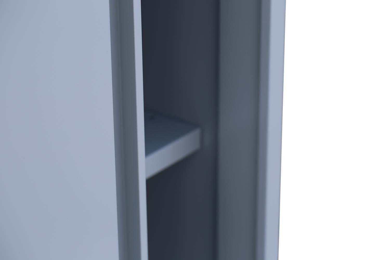Aktenschrank verschweißt Montage und erforderlich Steelboxx keine - Schwebetürenschrank (1-St) Schiebetürenschrank montiert Komplett 75x120x45cm Sideboard