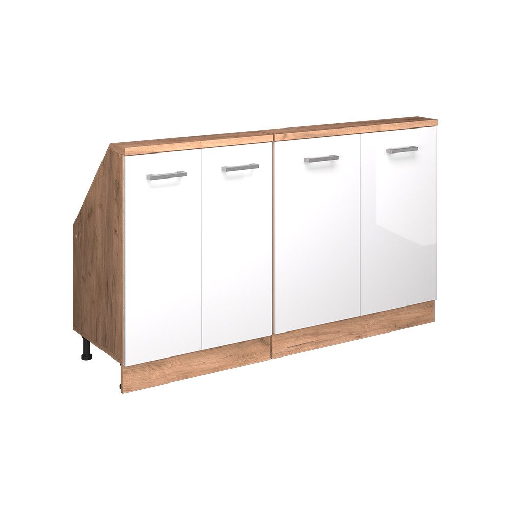 Vicco Kommode Rion, Weiß Hochglanz/Goldkraft Eiche/Goldkraft Eiche, 2er Set (2 St)
