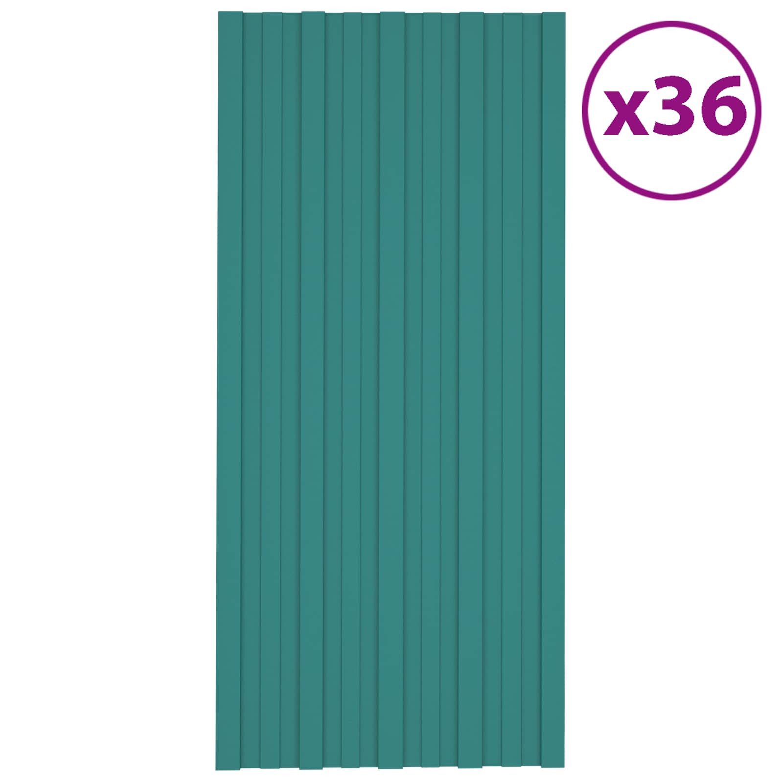 vidaXL Terrassendach Dachpaneel 36 stk. Grün 100 x 45 cm Verzinkter Stahl, (36-St)