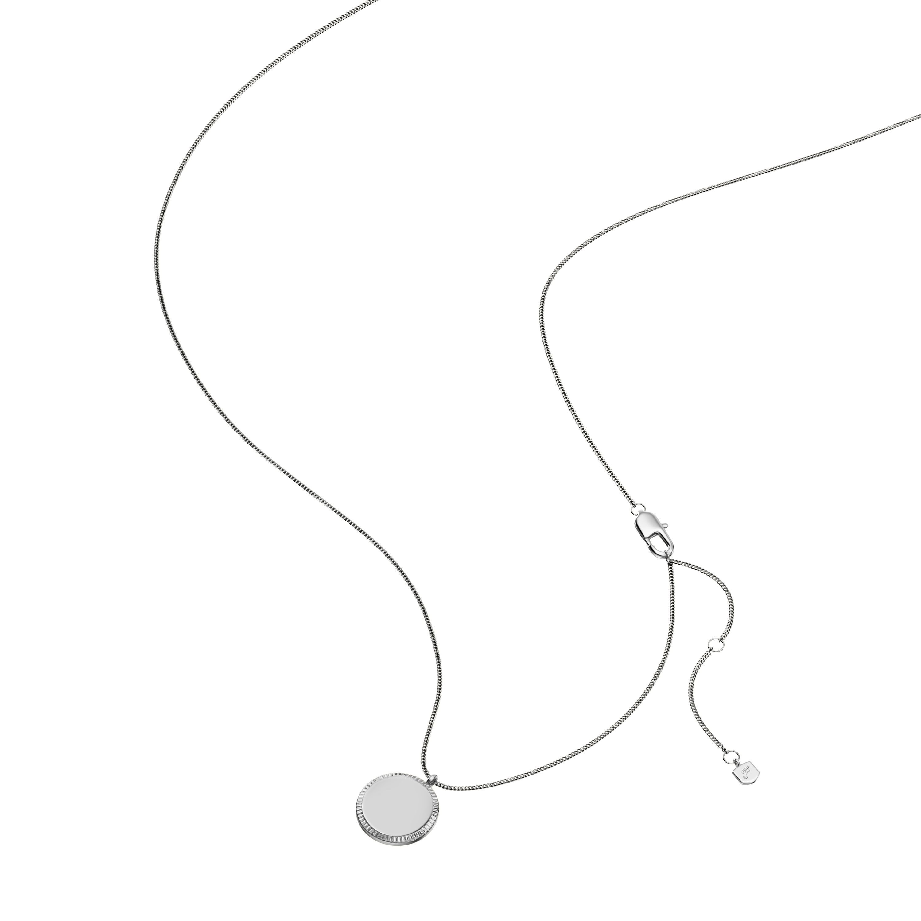 Fossil Kette mit Anhänger Schmuck Geschenk Edelstahl Halskette Kreis Scheibe Ellis