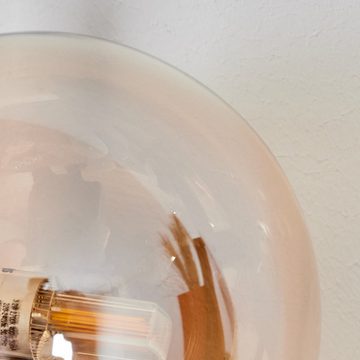 hofstein Wandleuchte Wandlampe aus Metall/Glas in Schwarz/Bernsteinfarben, ohne Leuchtmittel, Glasschirme (10, 12 cm), An/-Auschalter, 3x G9, ohne Leuchtmittel