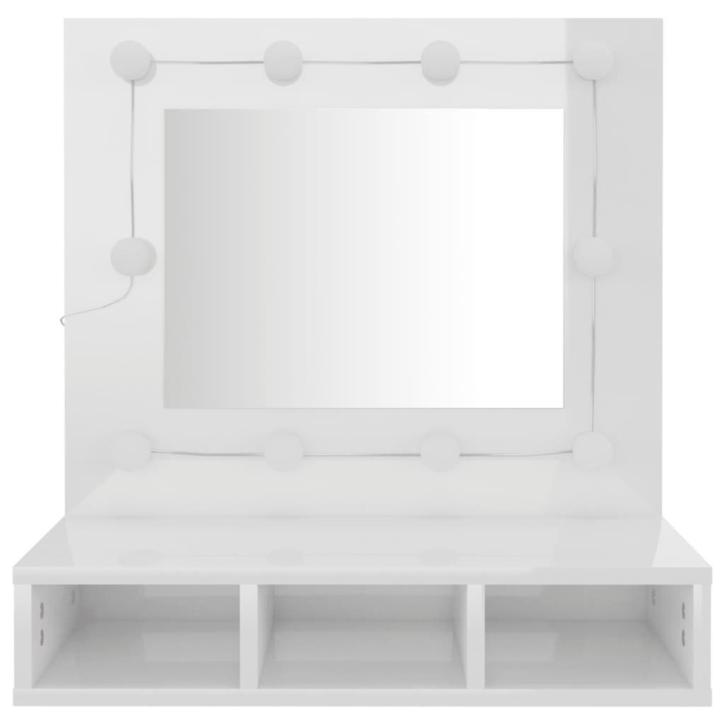 vidaXL Badezimmerspiegelschrank Spiegelschrank Hochglanz-Weiß cm 60x31,5x62 LED (1-St) mit
