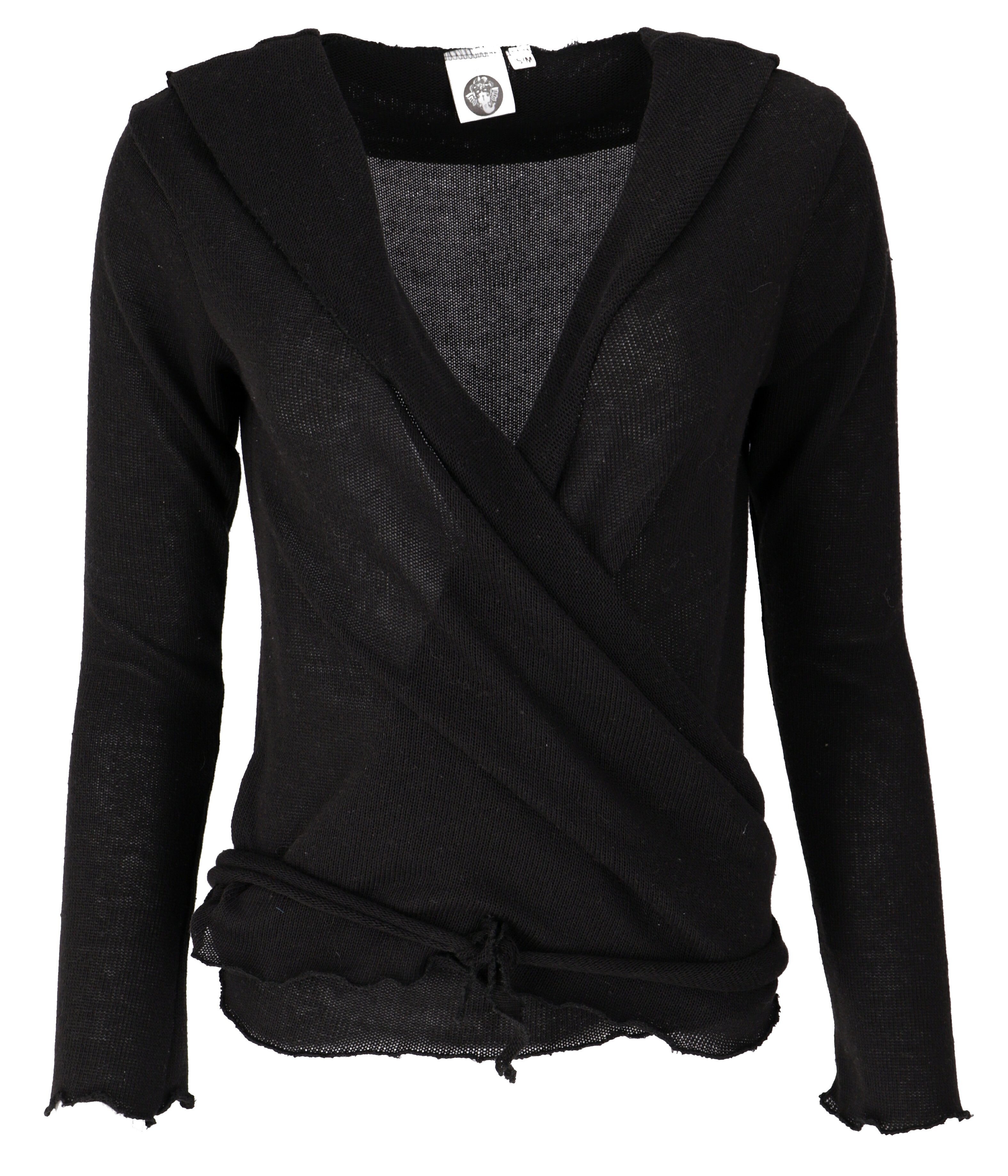 Guru-Shop Longsleeve Wickelshirt, Baumwollstrick Pullover,.. alternative Bekleidung