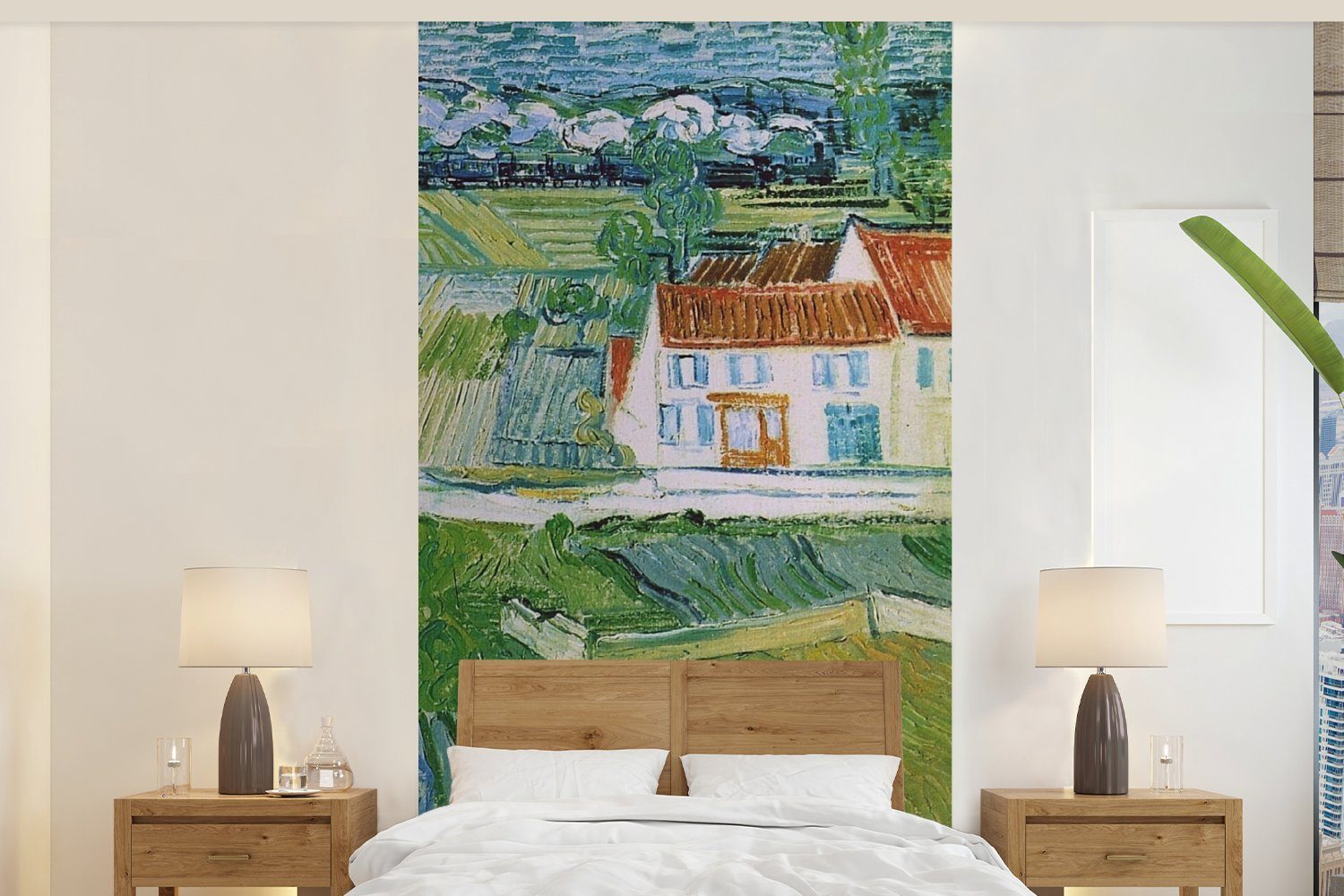 bedruckt, Vincent - Schlafzimmer Zug St), Landschaft MuchoWow Gogh, (2 für Wohnzimmer Matt, und Vliestapete Fototapete Fototapete van mit Kutsche Küche,