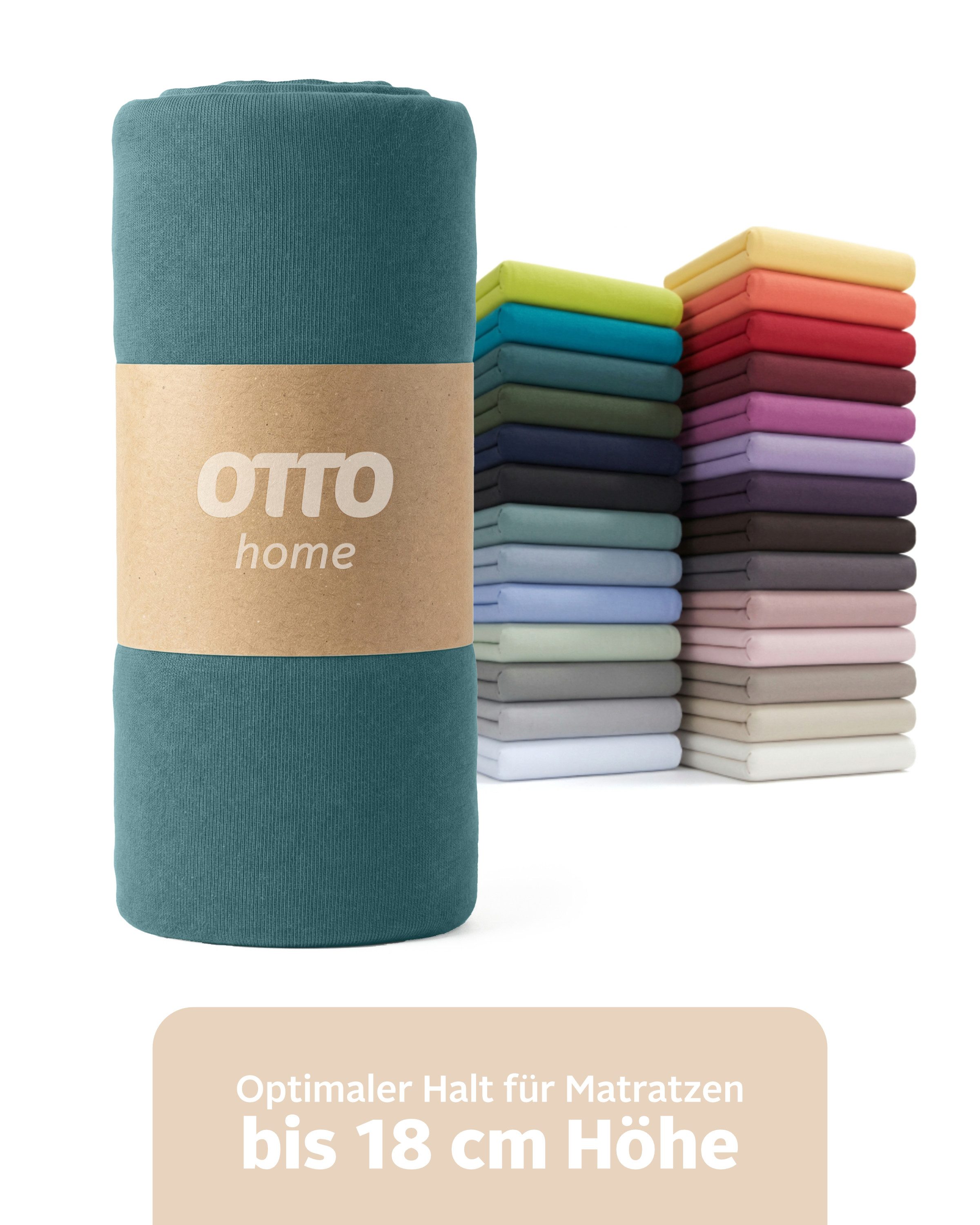OTTO home Spannbettlaken Physalis Basic und PREMIUM Qualität, 100% Baumwolle, Jersey und Biber, Jersey (110 g/m), Gummizug: rundum, (2 Stück), Bettlaken für Matratzen bis 18 cm Höhe, Spannbetttuch, Laken